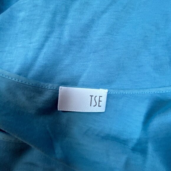 TSE Women's Top 3/4 Sleeve Knit Cotton Round Neck T-Shirt Blue Size Small - Picture 3 of 9